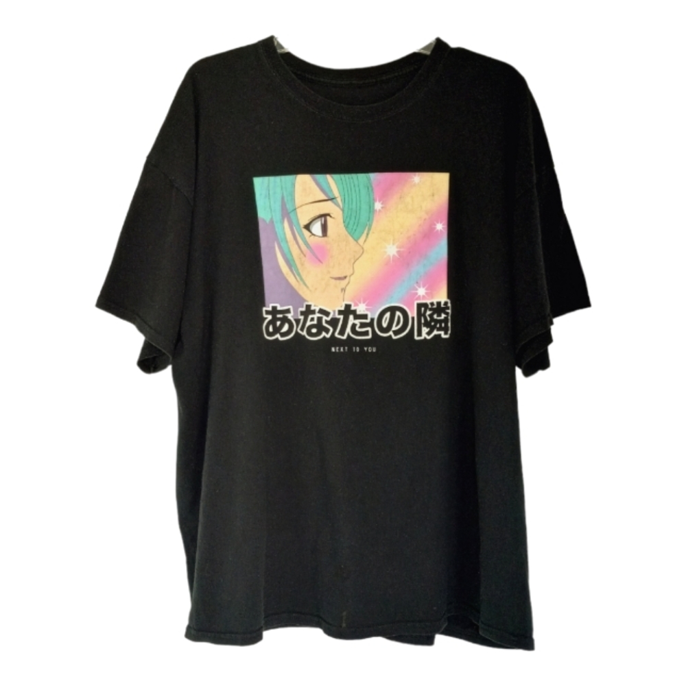 CREATIVE EMPIRE Next To You Animé Graphic Black Tee Shirt 2XL